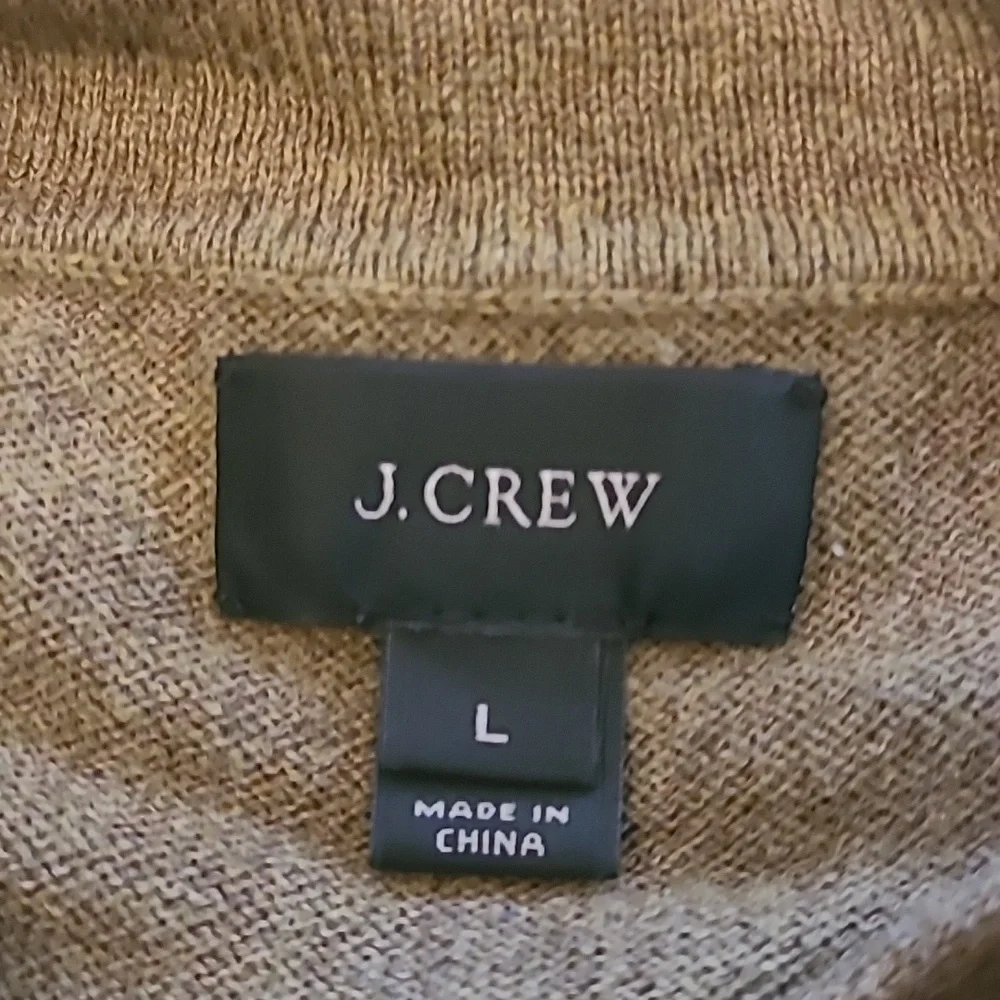 J.Crew Cotton Cashmere Shawl Collar Pullover Sweater Olive Brown Size L
